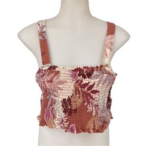 AEROPOSTALE Crop Top Linen Blend Ruched Leaflets size XL Babydoll
